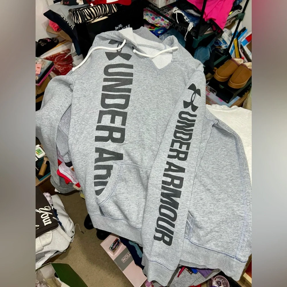 Under Armour  Gray Hoodie with Black Logo - Picture 10 of 11